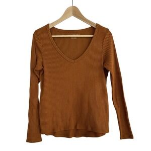 American Eagle Women's Burnt  Orange Long Sleeve Stretchy Soft Shirt Size Small